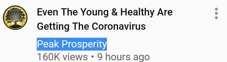 Image of Peak Prosperity YouTube Video Young Healthy